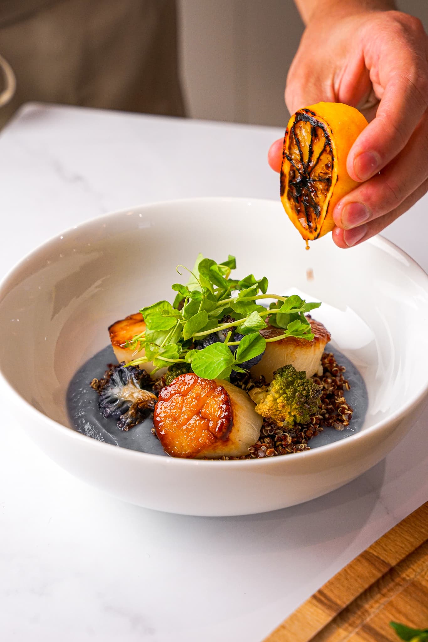 A fresh seafood course plated by a private chef in Coconut Grove Miami