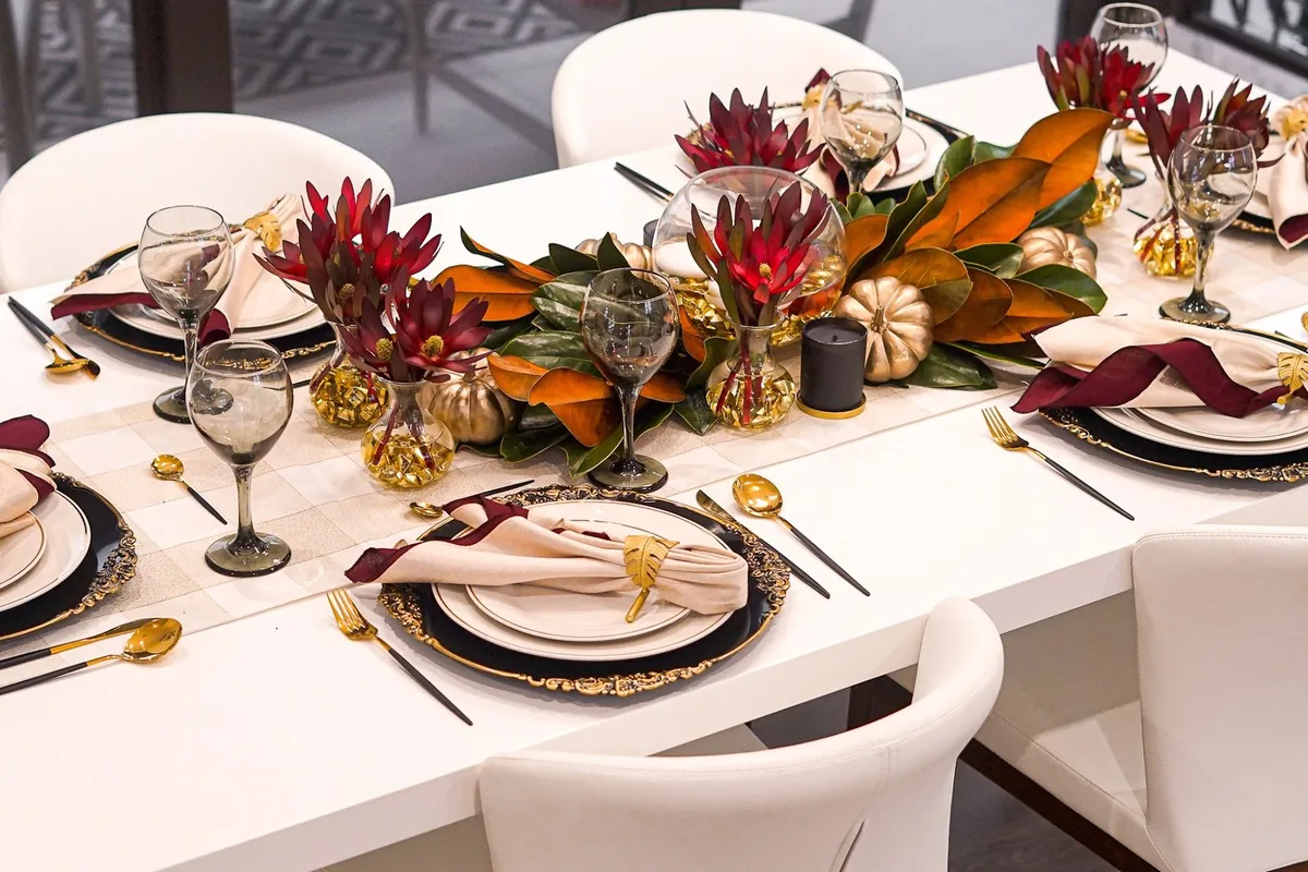 An elegant private dinner party table setting by a Chefpost chef in Houston